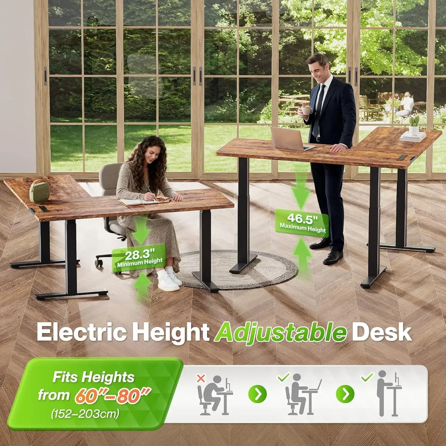 Office Furniture Outlet - L Shaped Standing Desk with Power