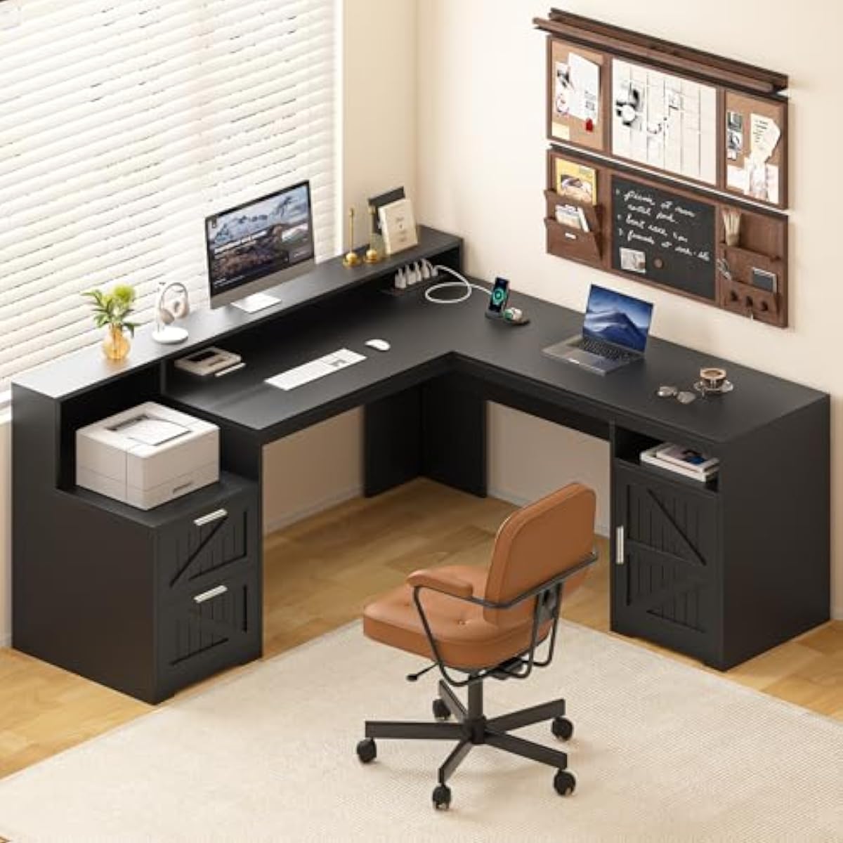 Office Furniture Outlet - 63 Inch L-Shaped Modern Desk with