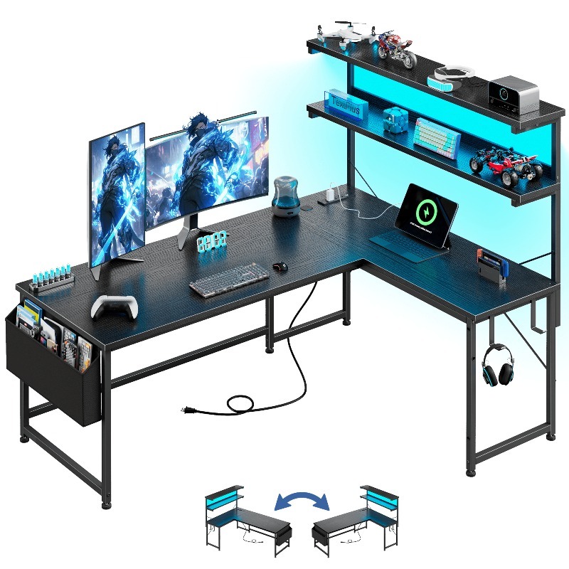 Office Furniture Outlet - Black L Shaped Computer Desk With
