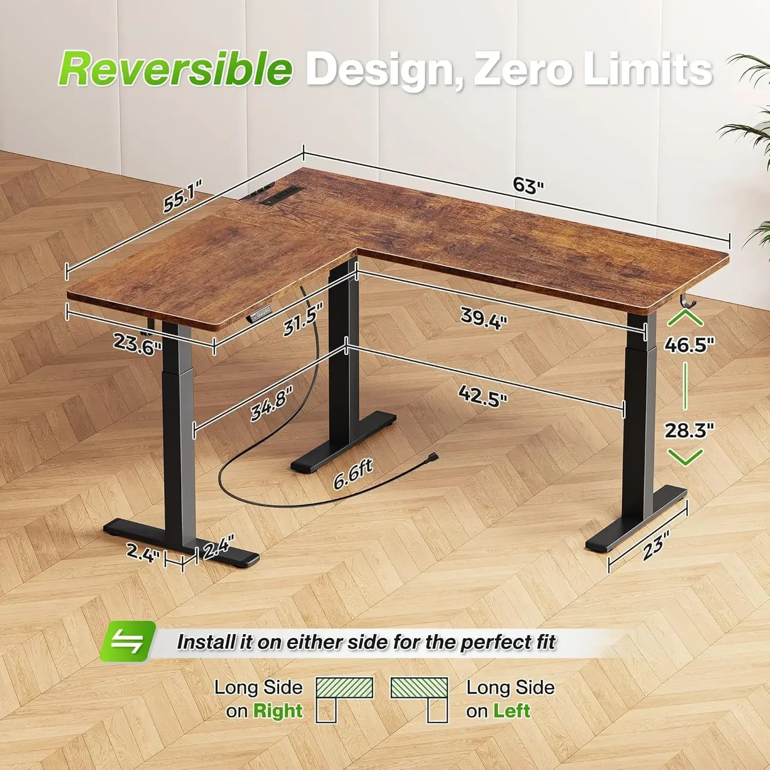 L Shaped Standing Desk with Po - Office Furniture Outlet review and price