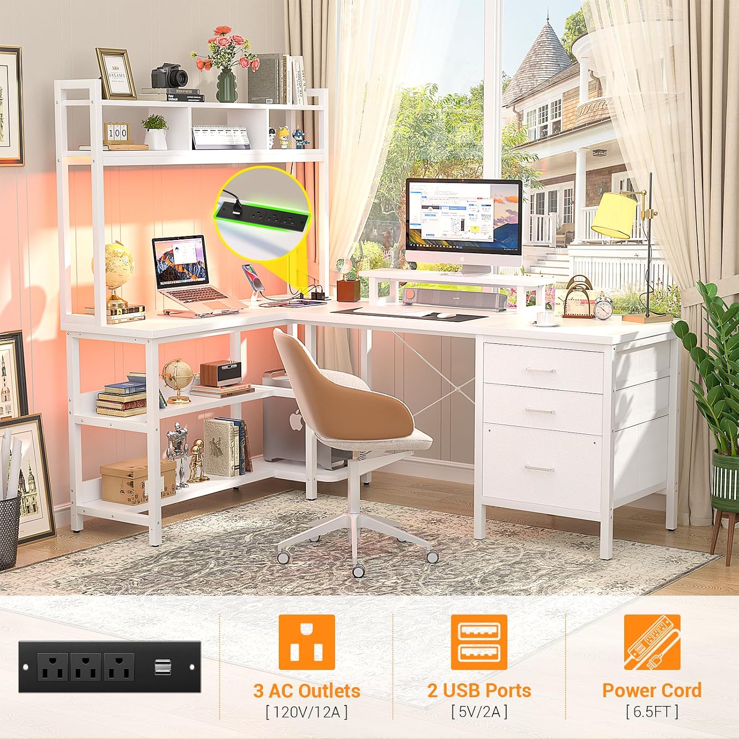 L Shaped Gaming Desk with Hutc - Office Furniture Outlet review and price