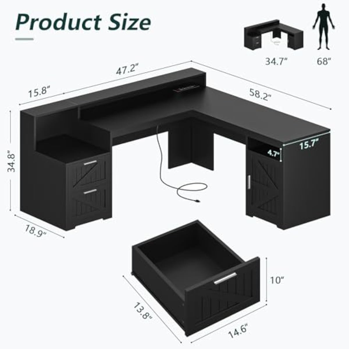 63 Inch L-Shaped Modern Desk w - Office Furniture Outlet review and price