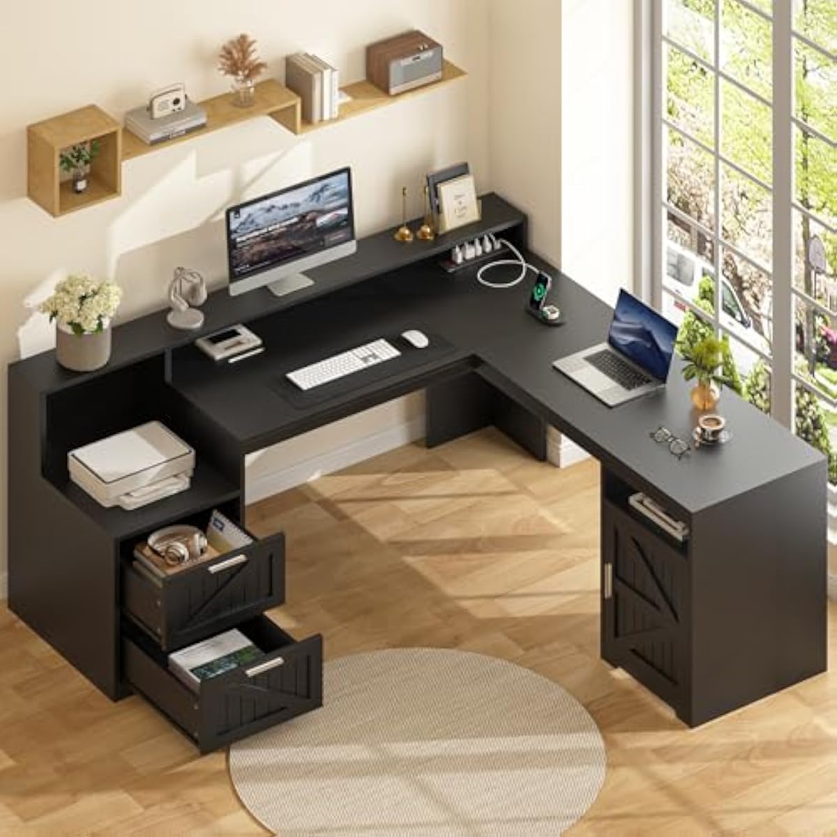 63 Inch L-Shaped Modern Desk w - Office Furniture Outlet review and price