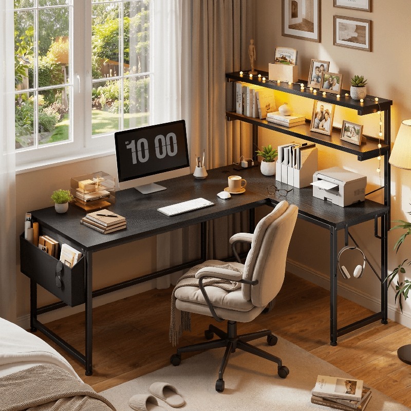 Black L Shaped Computer Desk W - Office Furniture Outlet review and price